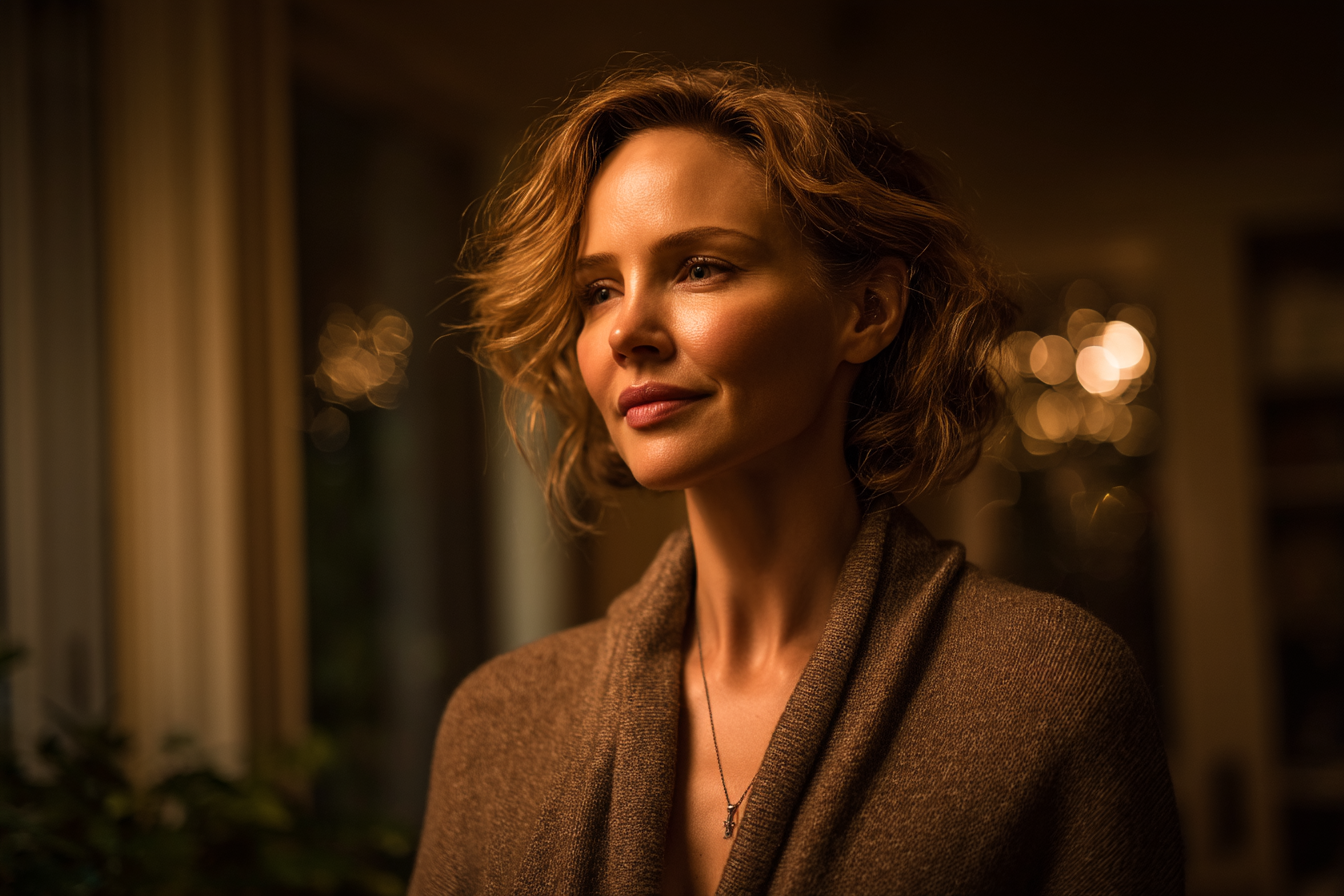 Een vrouw staande in een woonkamer | Bron: Midjourney